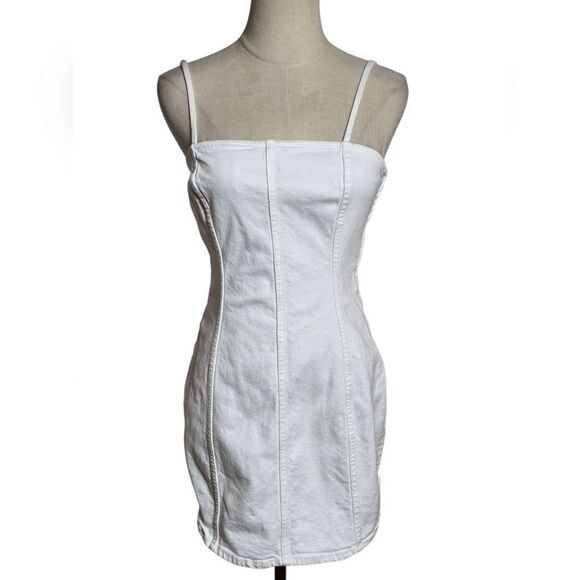 Zara White Denim Stretch Mini Dress - Picture 1 of 6